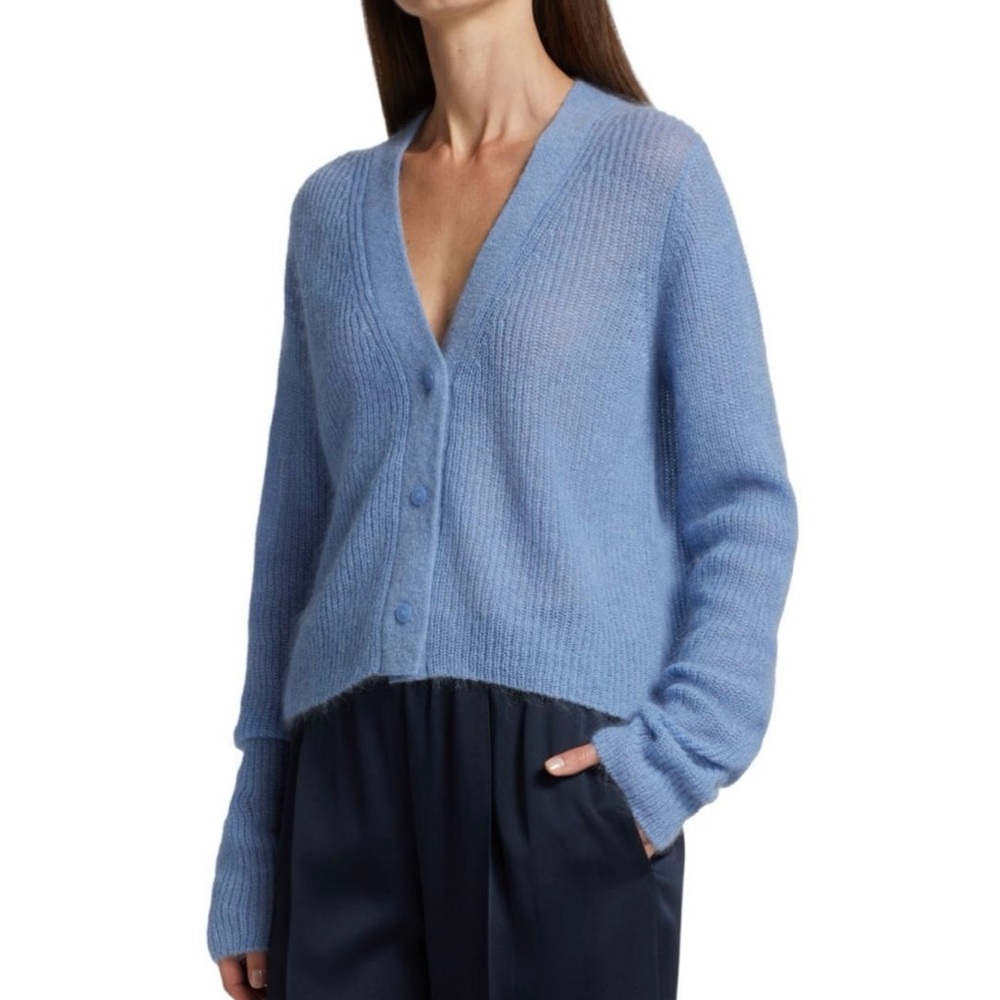 VINCE Women's Blue V-Neck Cardigan Sweater size SMALL